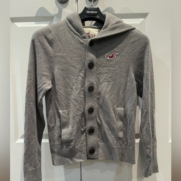 Holster hooded buttoned knit sweater cardigan XL slim fit with pockets - Picture 1 of 3